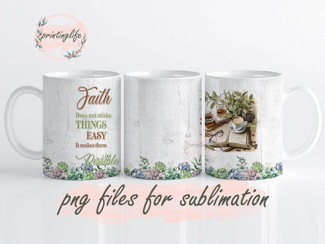 Faith Bible Verse Mug Wrap Design, Instant Digital Design Download Mug Wrap Design, Mug Design PNG Sublimation PrintingLife 
