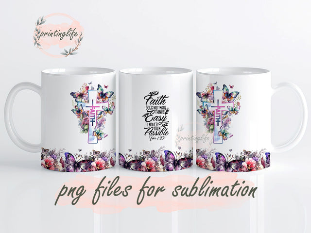 Faith Bible Verse Mug Wrap Design, Instant Digital Design Download Mug Wrap Design, Mug Design PNG Sublimation PrintingLife 