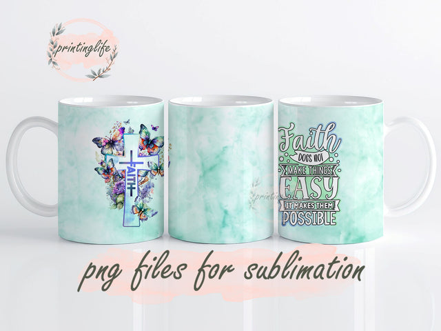 Faith Bible Verse Sublimation, Faith Luke 1 37, Digital Design Download Mug Wrap Design, Mug Design PNG Sublimation PrintingLife 