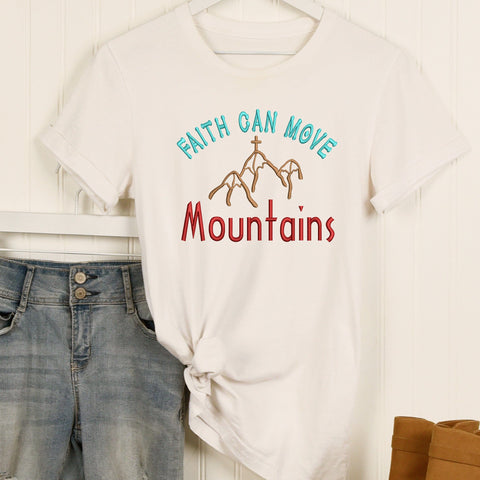 Faith Can Move Mountains Embroidery Design, Christian Quotes PES DST EXP, Bible Verse Machine Embroidery File, Religious Saying Embroidery/Applique DESIGNS HappyDesignStudio 