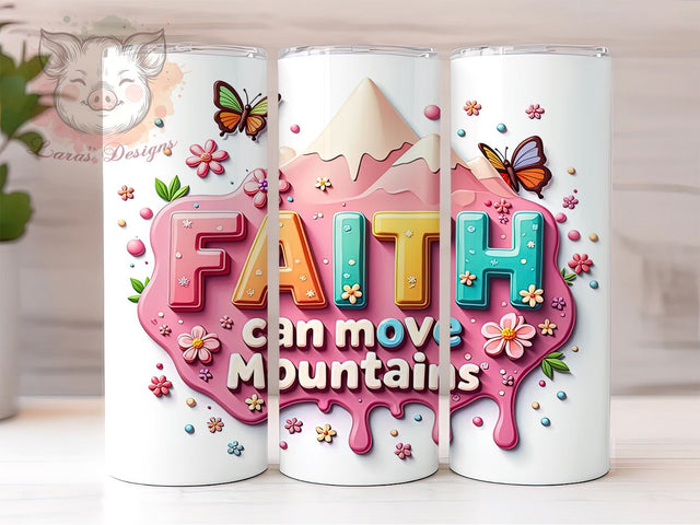 Faith Can Move Mountains, Retro Christian Tumbler, Inspirational Bible Verse, 20oz Sublimation Wrap, Vintage Faith Drinkware, Christian Gift for Her, Motivational Tumbler Sublimation Lara' s Designs 