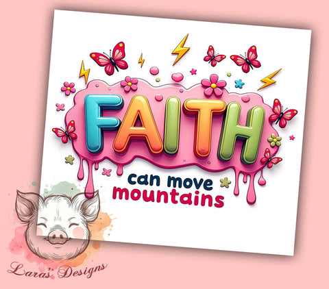 Faith Can Move Mountains, Retro Christian Tumbler, Inspirational Bible Verse, 20oz Sublimation Wrap, Vintage Faith Drinkware, Christian Gift for Her, Motivational Tumbler Sublimation Lara' s Designs 