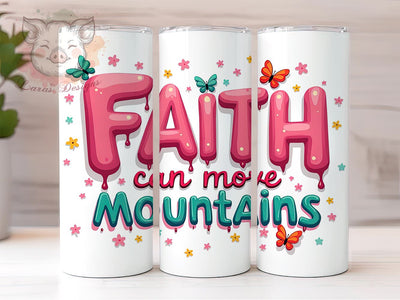 Faith Can Move Mountains, Retro Christian Tumbler, Inspirational Bible Verse, 20oz Sublimation Wrap, Vintage Faith Drinkware, Christian Gift for Her, Motivational Tumbler Sublimation Lara' s Designs 