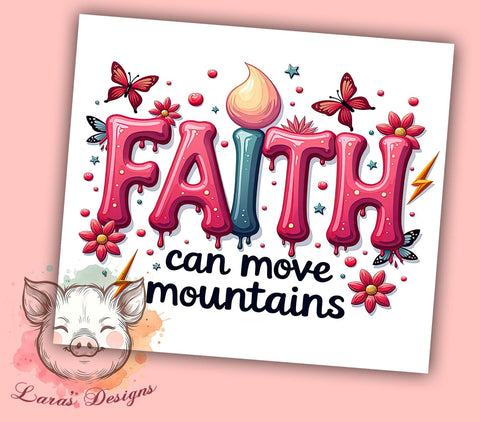 Faith Can Move Mountains, Retro Christian Tumbler, Inspirational Bible Verse, 20oz Sublimation Wrap, Vintage Faith Drinkware, Christian Gift for Her, Motivational Tumbler Sublimation Lara' s Designs 