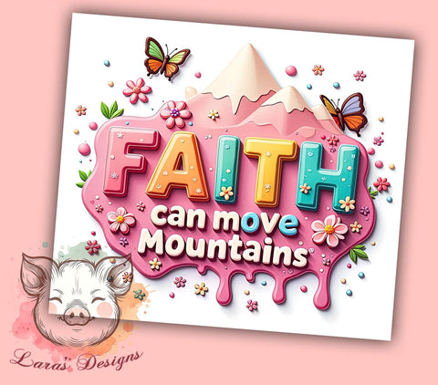 Faith Can Move Mountains, Retro Christian Tumbler, Inspirational Bible Verse, 20oz Sublimation Wrap, Vintage Faith Drinkware, Christian Gift for Her, Motivational Tumbler Sublimation Lara' s Designs 