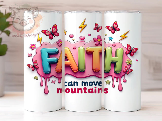 Faith Can Move Mountains, Retro Christian Tumbler, Inspirational Bible Verse, 20oz Sublimation Wrap, Vintage Faith Drinkware, Christian Gift for Her, Motivational Tumbler Sublimation Lara' s Designs 