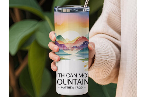 Faith Can Move Mountains Tumbler Wrap Sublimation DesignSVG 
