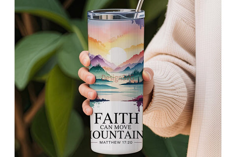 Faith Can Move Mountains Tumbler Wrap Sublimation DesignSVG 