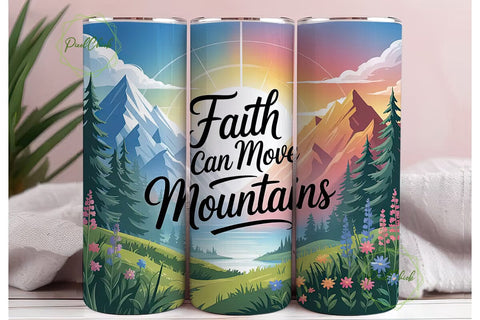 Faith Can Move Mountains Tumbler Wrap Sublimation PixelChick 