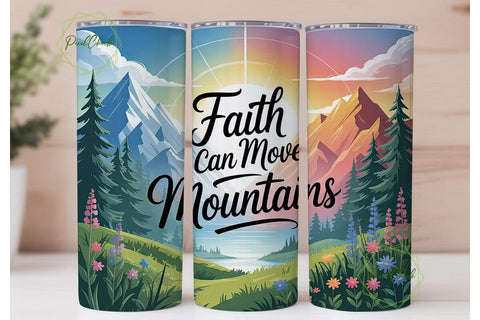 Faith Can Move Mountains Tumbler Wrap Sublimation PixelChick 