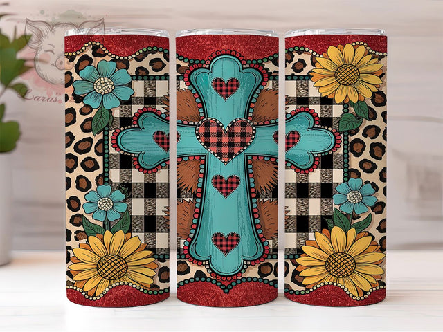 Faith Cross Christmas Holiday Tumbler Wrap, Christian Cross Design, Holiday Sublimation Wrap, 20oz Christmas Tumbler, Religious Christmas Gift, Faith Cross Tumbler Sublimation Lara' s Designs 