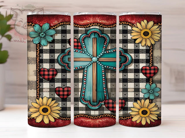 Faith Cross Christmas Holiday Tumbler Wrap, Christian Cross Design, Holiday Sublimation Wrap, 20oz Christmas Tumbler, Religious Christmas Gift, Faith Cross Tumbler Sublimation Lara' s Designs 