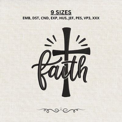 Faith Cross Embroidery Design – Christian Faith Machine Embroidery File, Religious Cross Scripture Inspired Design Embroidery/Applique DESIGNS PatternFeed8 