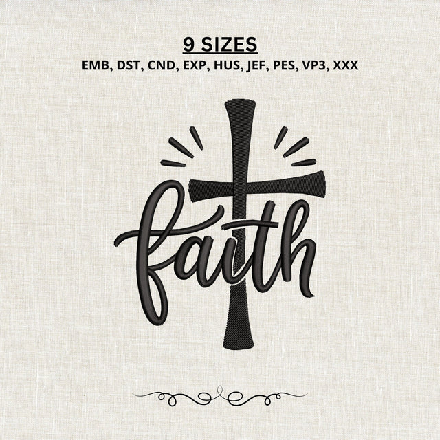 Faith Cross Embroidery Design – Christian Faith Machine Embroidery File, Religious Cross Scripture Inspired Design Embroidery/Applique DESIGNS PatternFeed8 