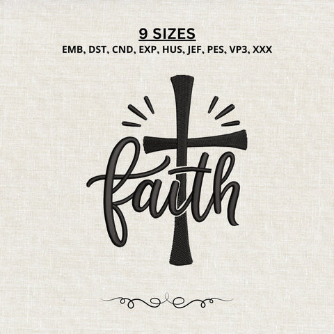 Faith Cross Embroidery Design – Christian Faith Machine Embroidery File, Religious Cross Scripture Inspired Design Embroidery/Applique DESIGNS PatternFeed8 
