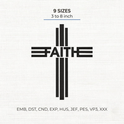 Faith Cross Embroidery Design – Christian Religious Modern Cross Machine Embroidery File Embroidery/Applique DESIGNS PatternFeed8 