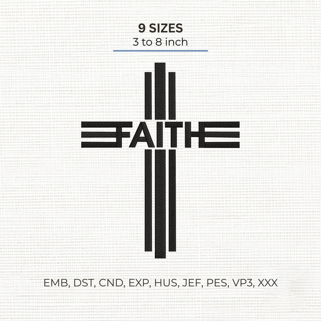 Faith Cross Embroidery Design – Christian Religious Modern Cross Machine Embroidery File Embroidery/Applique DESIGNS PatternFeed8 