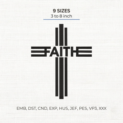 Faith Cross Embroidery Design – Christian Religious Modern Cross Machine Embroidery File Embroidery/Applique DESIGNS PatternFeed8 