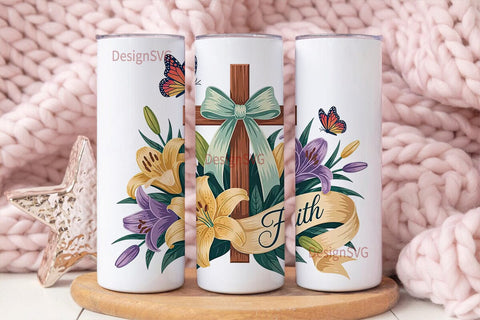 Faith & Cross Tumbler Wrap Sublimation DesignSVG 