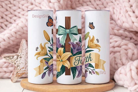 Faith & Cross Tumbler Wrap Sublimation DesignSVG 