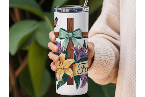 Faith & Cross Tumbler Wrap Sublimation DesignSVG 