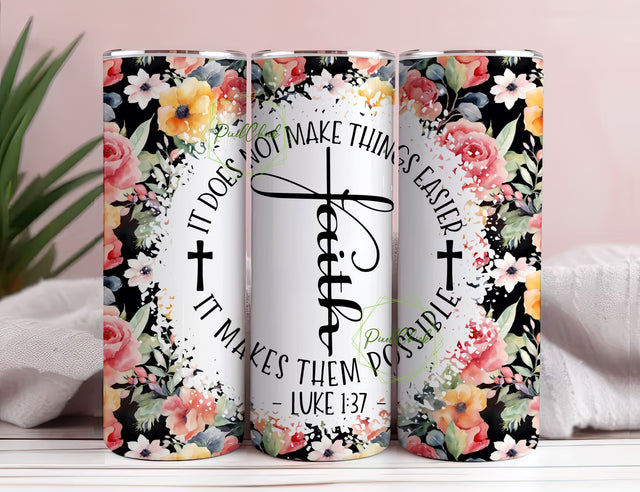 Faith Does Not Make Things Easier Wrap for 20oz Skinny Tumbler Design, Bible Verse, Tumbler PNG, Christian Tumbler Wrap, PNG Sublimation PixelChick 
