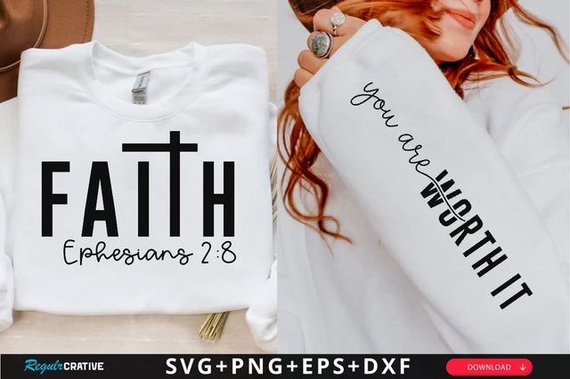 Faith Ephesians Sleeve SVG Design, Christian Sleeve SVG, Faith SVG Design, Jesus Sleeve SVG SVG Regulrcrative 
