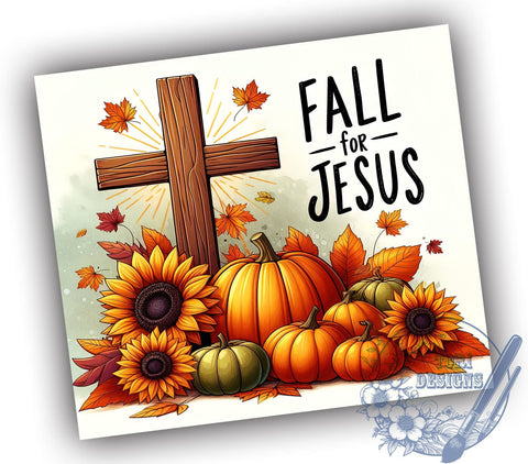 Faith Fall For Jesus 20oz Skinny Tumbler PNG, Christian Tumbler Wrap, Sublimation Design, Straight & Tapered Tumbler Wrap, Instant Digital Download Sublimation ToriDesigns 