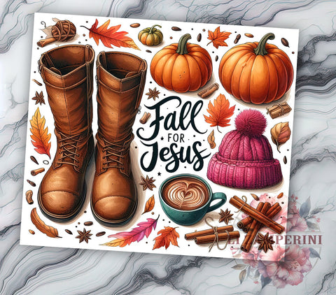 Faith Fall For Jesus 20oz Tumbler Wrap PNG, Autumn Fall Tumbler PNG Sublimation Design, Straight & Tapered Tumbler Wrap, Instant Digital Download Sublimation Li Zamperini 