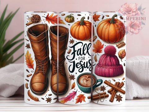 Faith Fall For Jesus 20oz Tumbler Wrap PNG, Autumn Fall Tumbler PNG Sublimation Design, Straight & Tapered Tumbler Wrap, Instant Digital Download Sublimation Li Zamperini 