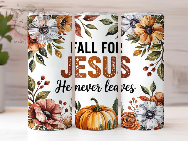 Faith & Fall Jesus Tumbler Wrap, Christian Fall Wrap, 20oz Sublimation, Faith Autumn Cup, Religious Fall Mug, Inspirational Tumbler, Jesus Leaves Design Sublimation Lara' s Designs 