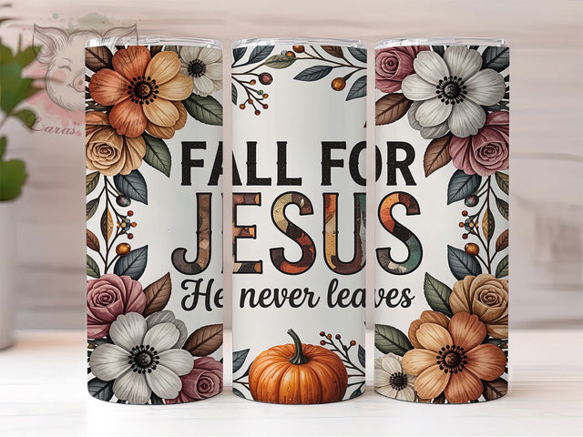 Faith & Fall Jesus Tumbler Wrap, Christian Fall Wrap, 20oz Sublimation, Faith Autumn Cup, Religious Fall Mug, Inspirational Tumbler, Jesus Leaves Design Sublimation Lara' s Designs 