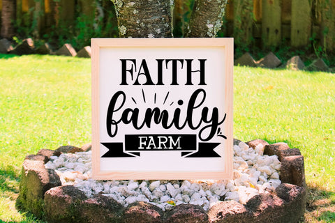 Faith Family Farm SVG I Farmhouse Sign SVG I Country Signs SVG Happy Printables Club 
