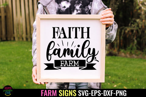 Faith Family Farm SVG I Farmhouse Sign SVG I Country Signs SVG Happy Printables Club 
