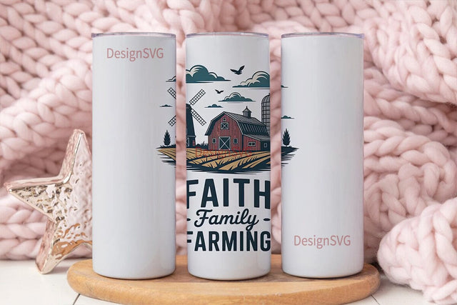 Faith Family Farming 20oz Tumbler Wrap Sublimation DesignSVG 