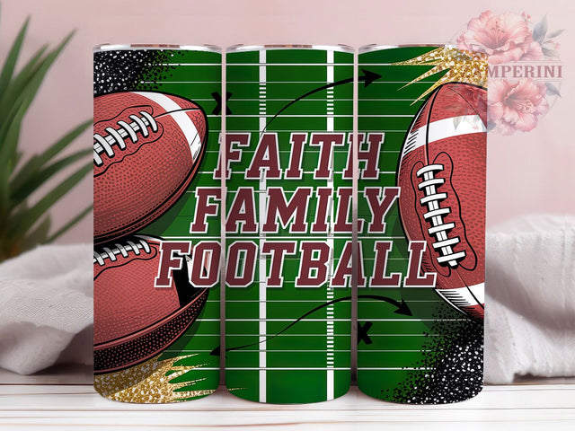 Faith Family Football Tumbler Wrap, Football Tumbler Wrap, Christian Football PNG, Game Day Tumbler, 20oz Skinny Tumbler, Religious Tumbler, Football Quote PNG Sublimation Li Zamperini 