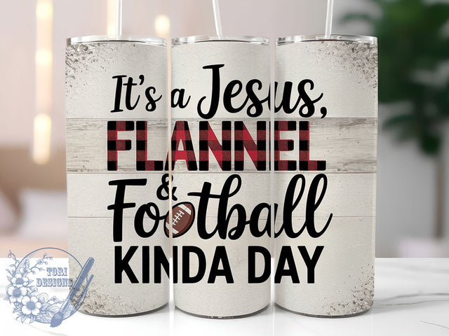 Faith & Football Christian Tumbler, Flannel Faith Wrap, 20oz Sublimation, Christian Football Cup, Fall Faith Mug, Religious Sports Tumbler, Faithful Football Drinkware Sublimation ToriDesigns 