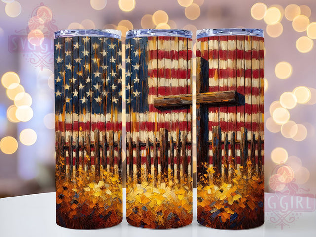 Faith & Freedom USA Floral Cross Tumbler, 4th Of July Tumbler Wrap, Floral American Flag Tumbler, Faith And Freedom Wrap, Christian Independence Day Tumbler, Red White Blue Floral Tumbler Sublimation SvggirlplusArt 