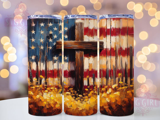 Faith & Freedom USA Floral Cross Tumbler, 4th Of July Tumbler Wrap, Floral American Flag Tumbler, Faith And Freedom Wrap, Christian Independence Day Tumbler, Red White Blue Floral Tumbler Sublimation SvggirlplusArt 