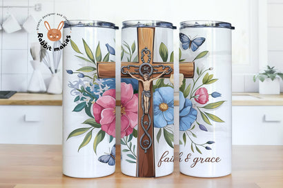 Faith & Grace Retro Christian 20oz Skinny Tumbler Sublimation Designs Sublimation Rabbitmakies 