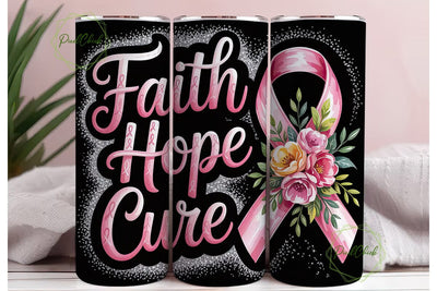 Faith Hope Cure 20oz Tumbler Wrap Sublimation PixelChick 