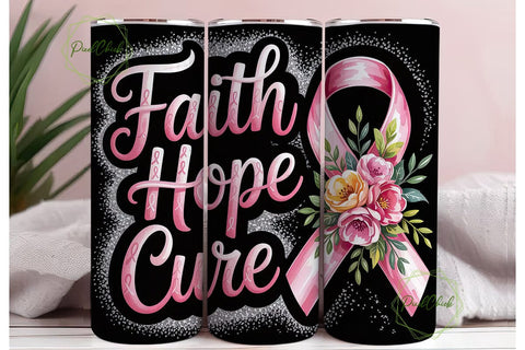 Faith Hope Cure 20oz Tumbler Wrap Sublimation PixelChick 