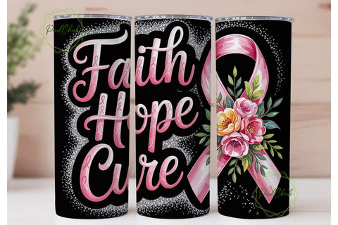 Faith Hope Cure 20oz Tumbler Wrap Sublimation PixelChick 