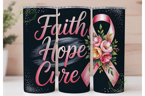 Faith Hope Cure 20oz Tumbler Wrap Sublimation PixelChick 