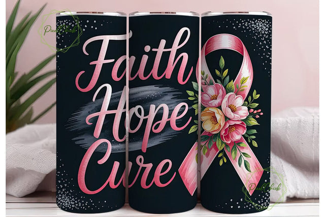 Faith Hope Cure 20oz Tumbler Wrap Sublimation PixelChick 
