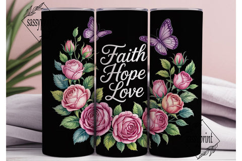 Faith Hope Love 20oz Tumbler Wrap Sublimation sassyprint 
