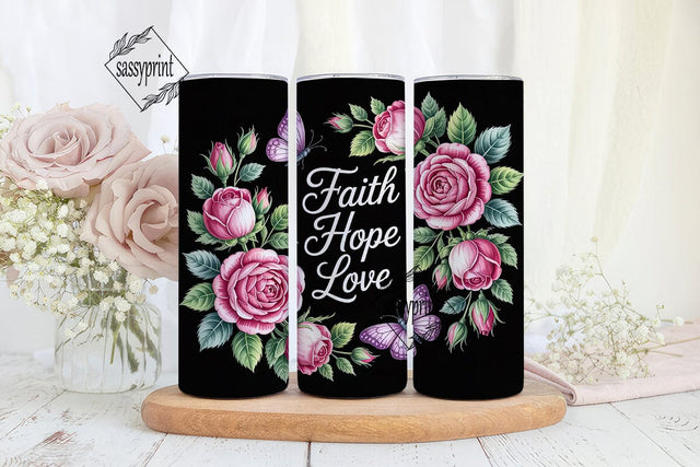 Faith Hope Love 20oz Tumbler Wrap Sublimation sassyprint 