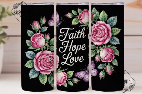 Faith Hope Love 20oz Tumbler Wrap Sublimation sassyprint 