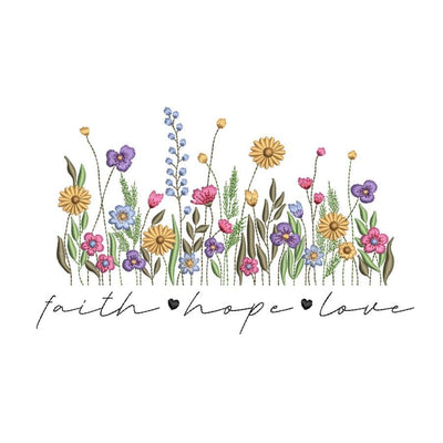 Faith Hope Love Floral Embroidery Design, 3 sizes, Instant Download Embroidery/Applique DESIGNS Nino Nadaraia 