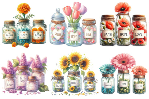 Faith Hope Love Jars Sublimation Bundle Sublimation designartist 